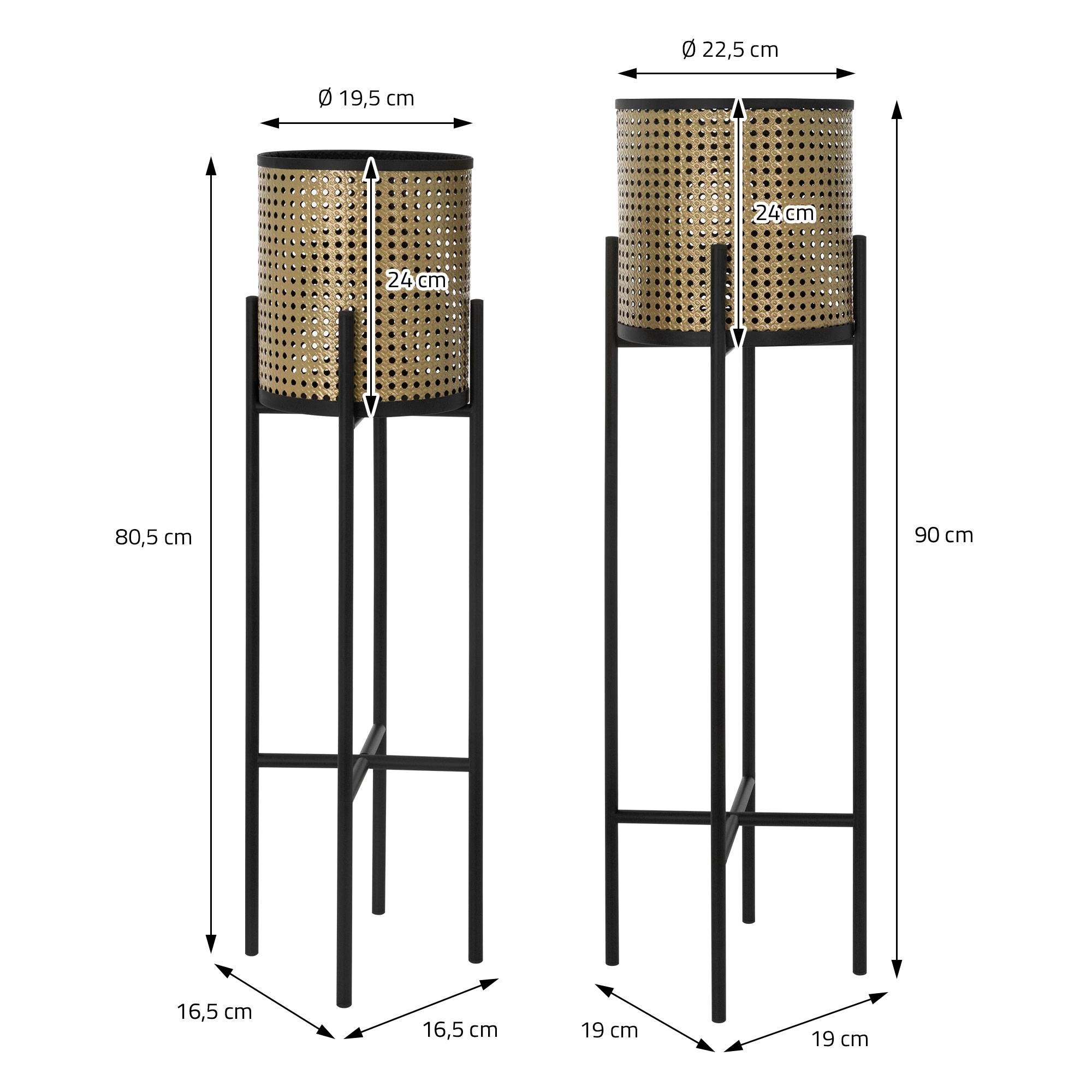 Ml-Design - 2x Support de plantes noir/or en acier h: 80,5 et 90 cm pot de fleurs décoratif - Imagen 6