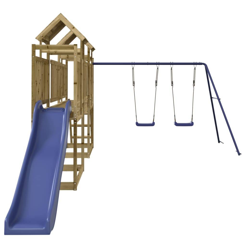 Helloshop26 - Aire de jeux d'extérieur balançoires toboggan portiques robuste jeux jardin 313 x 589 x 214 cm bois de pin imprégné - Imagen 3