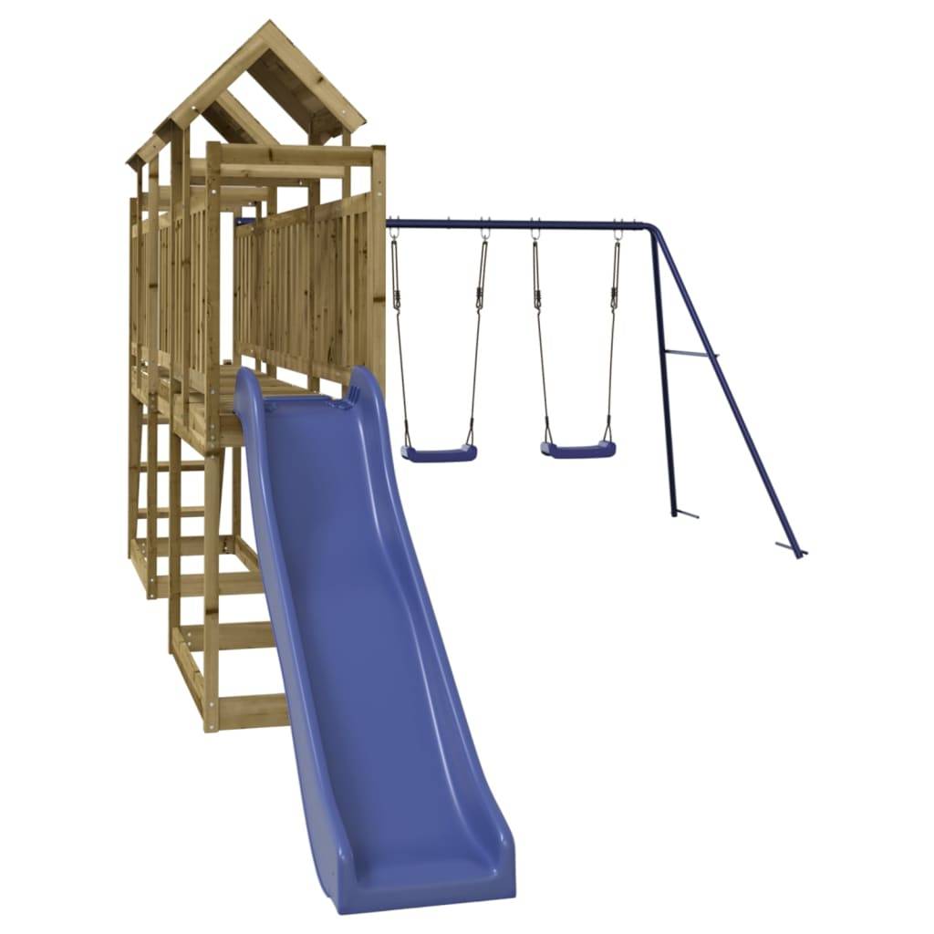 Helloshop26 - Aire de jeux d'extérieur balançoires toboggan portiques robuste jeux jardin 313 x 589 x 214 cm bois de pin imprégné - Imagen 2