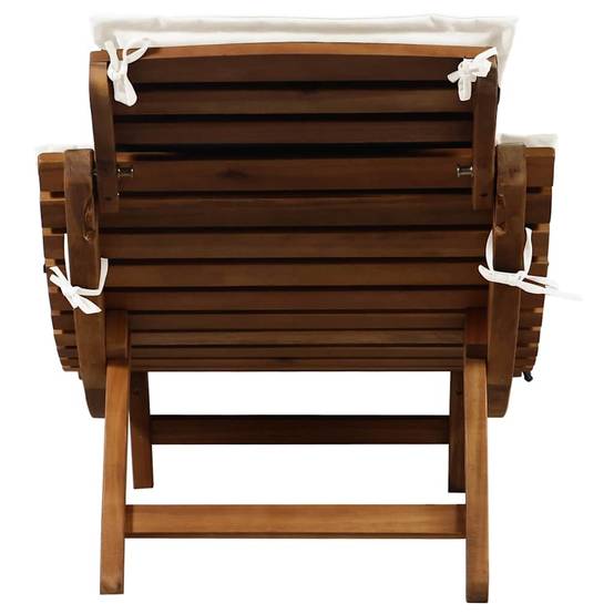 Vidaxl - Chaise longue avec coussin Bois d'acacia solide Crème vidaXL 46652 - Image 5