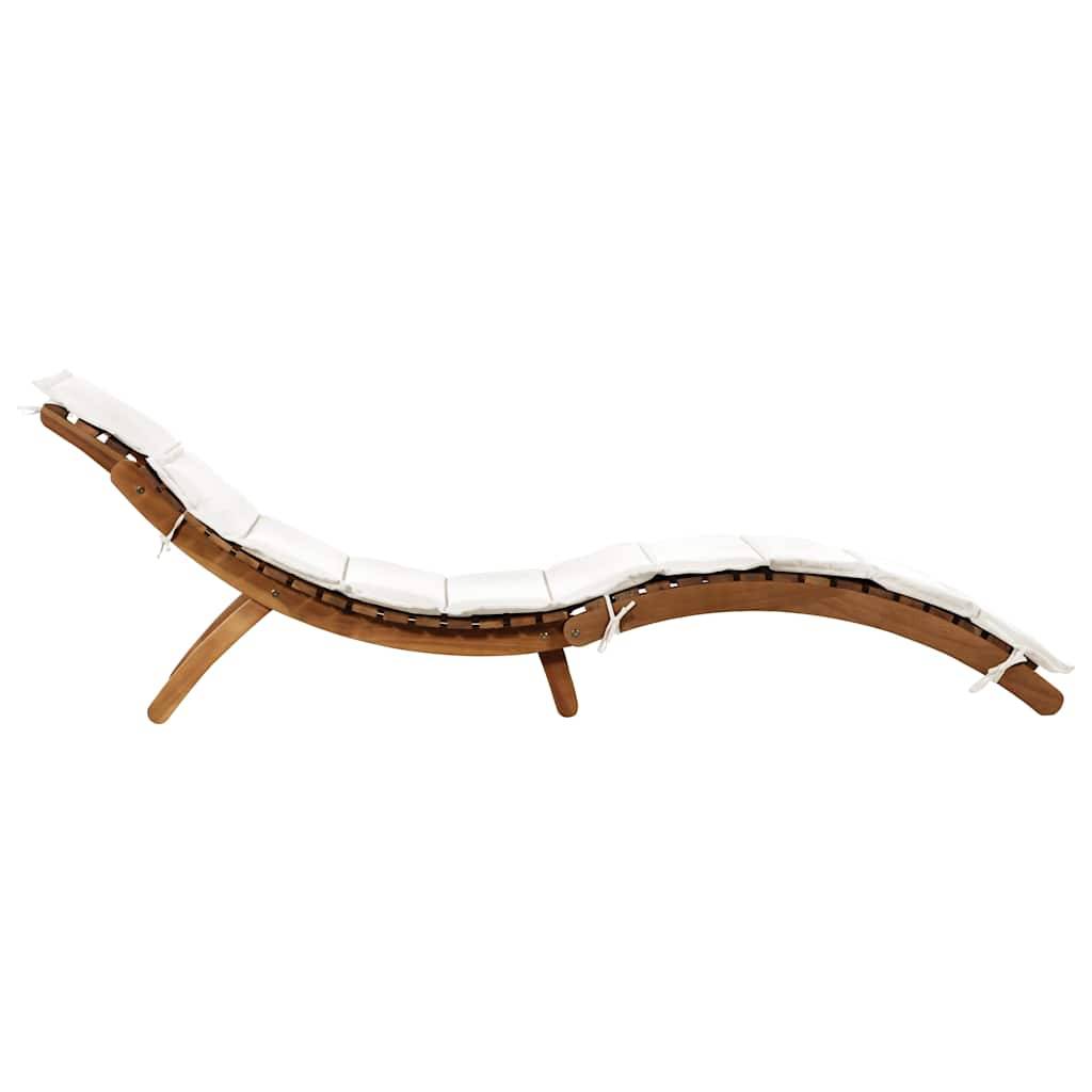 Vidaxl - Chaise longue avec coussin Bois d'acacia solide Crème vidaXL 46652 - Image 2