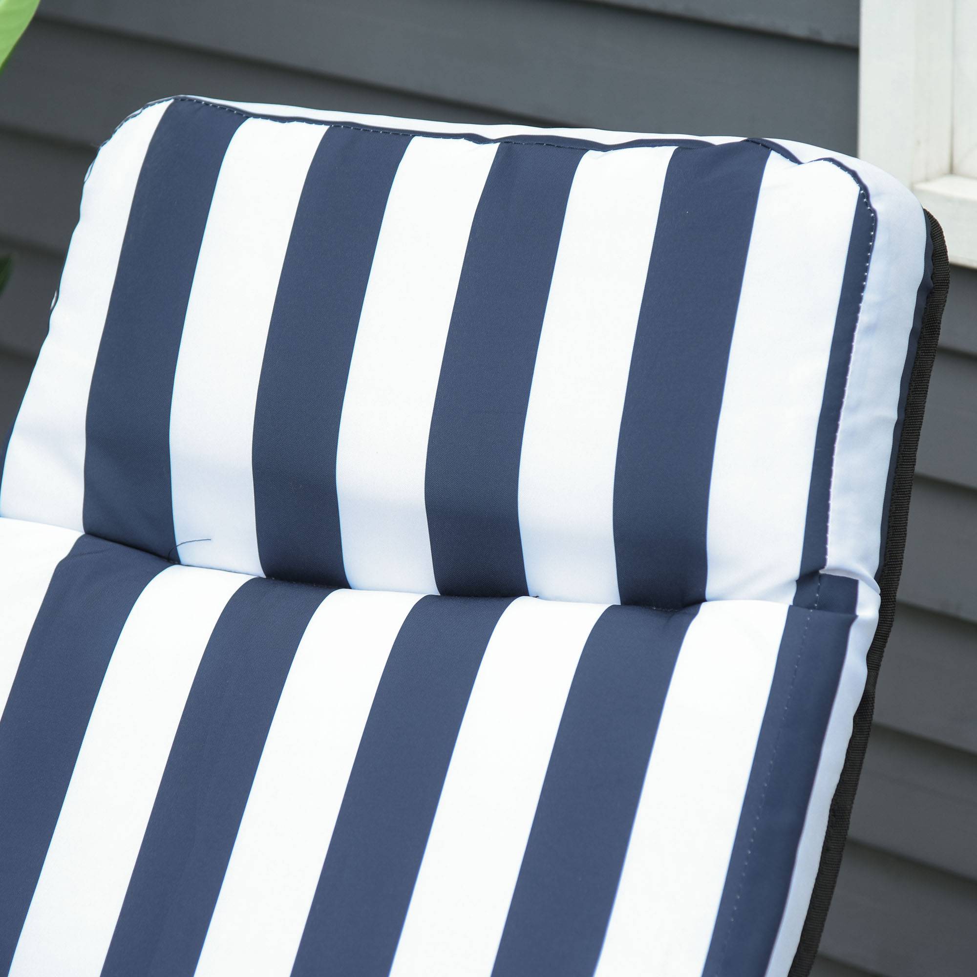Outsunny - Lot 2 Chaises Longues Bain de Soleil Adjustable Pliable avec Coussin Transat Acier Bleu/Blanc - OUTSUNNY - Image 5