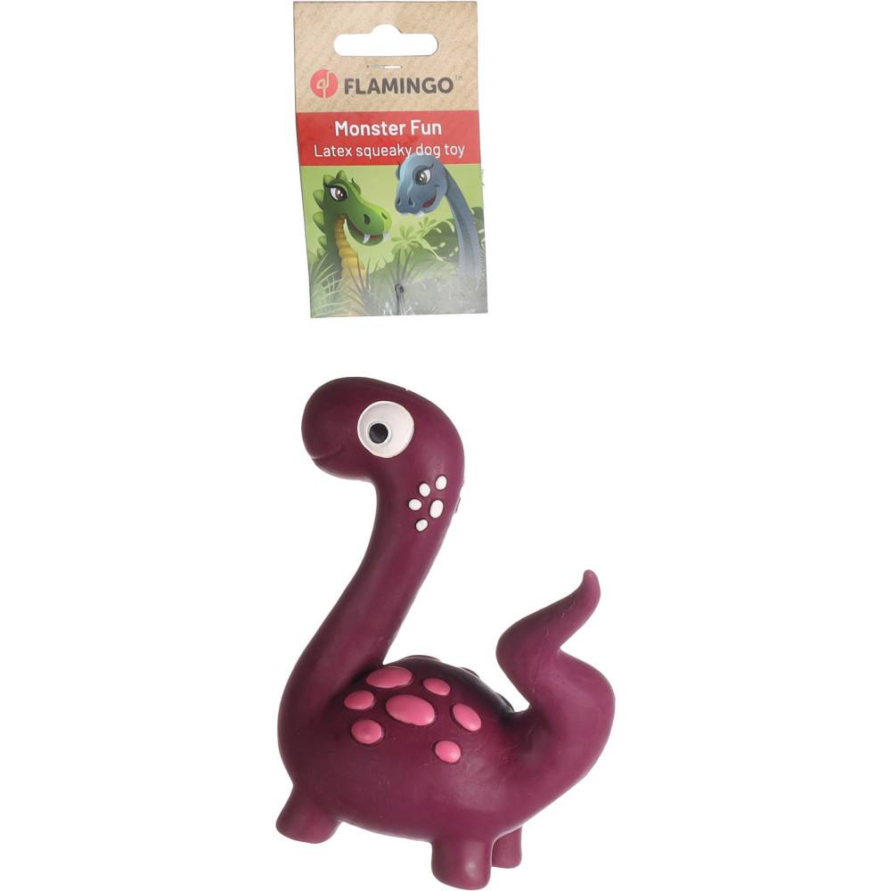 Flamingo - jeux Dinosaure violet en latex  hauteur 15 cm pour chien - Imagen 4