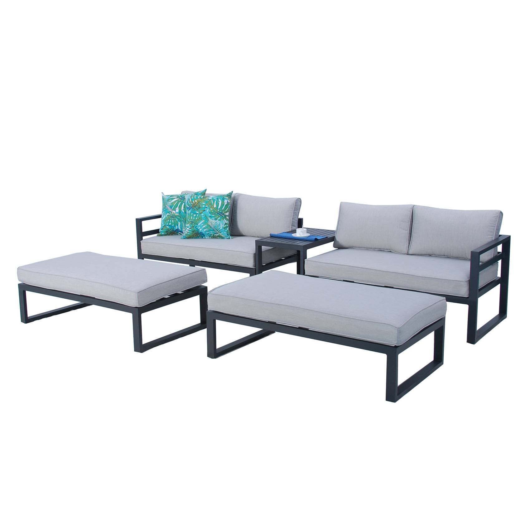 Salon détente modulable pour 8 personnes - JARDILINE - Aluminium - Gris Perle - Imagen 1