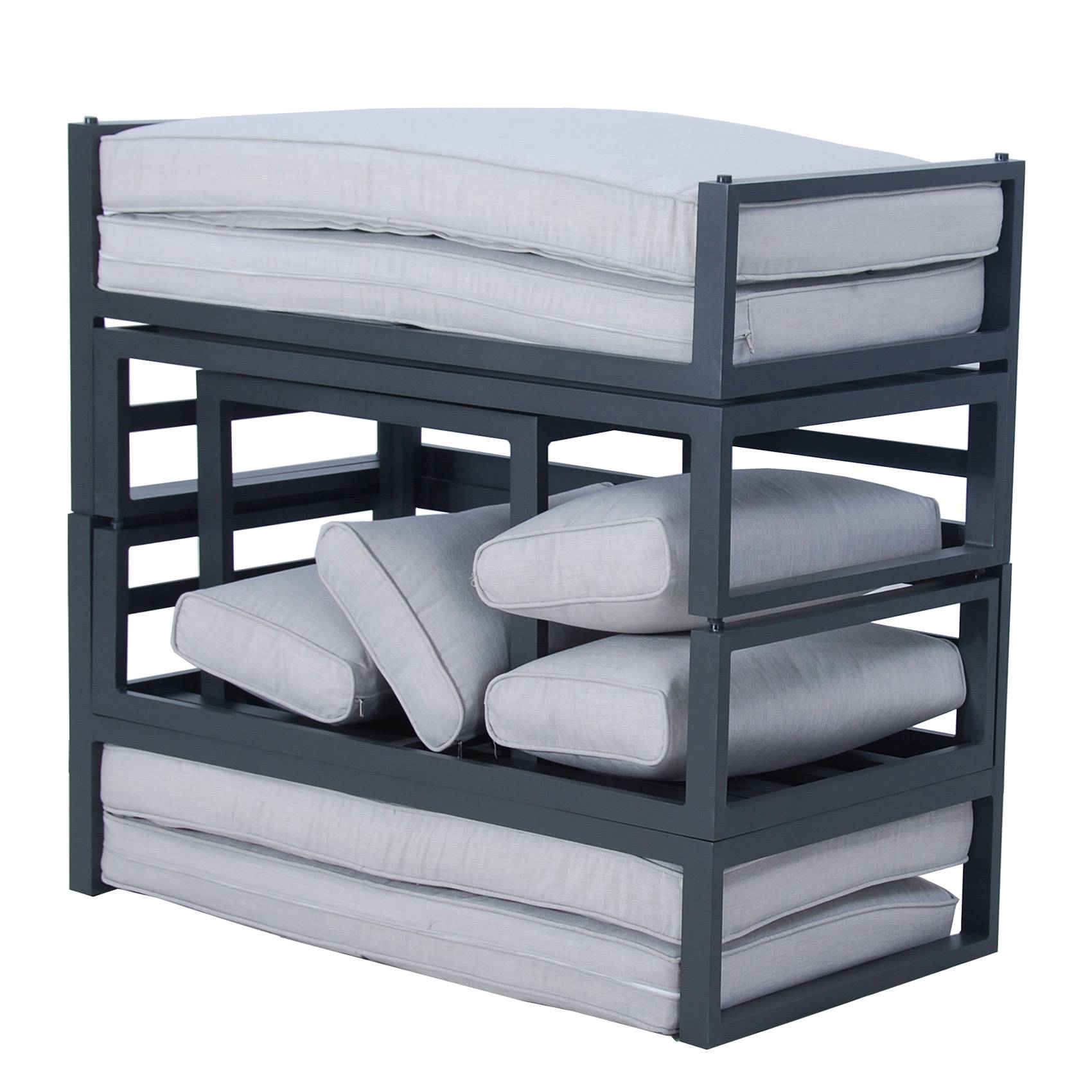 Salon détente modulable pour 8 personnes - JARDILINE - Aluminium - Gris Perle - Imagen 4
