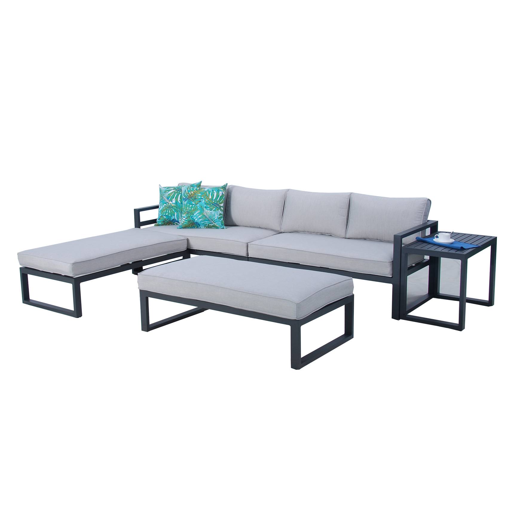 Salon détente modulable pour 8 personnes - JARDILINE - Aluminium - Gris Perle - Imagen 2