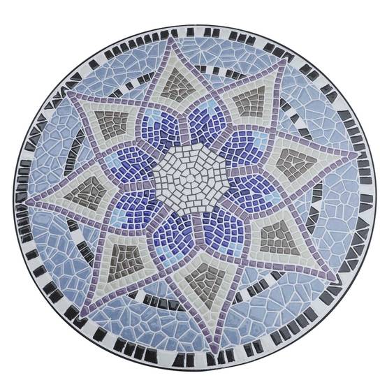 Table de jardin mosaïque céramique pour balcon et terrasse résistante Ø60x71cm bleu - ComfortXL Outdoor Living - Image 8