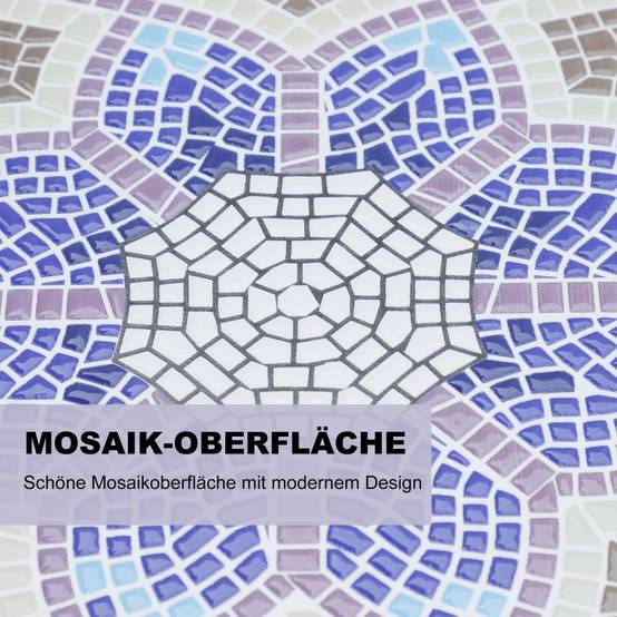 Table de jardin mosaïque céramique pour balcon et terrasse résistante Ø60x71cm bleu - ComfortXL Outdoor Living - Image 5