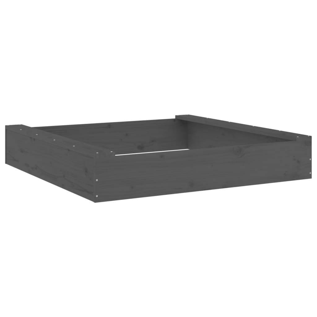 Bac à sable - Maison de jeu pour enfants avec sièges gris carré bois de pin massif-JU12116 - Image 1
