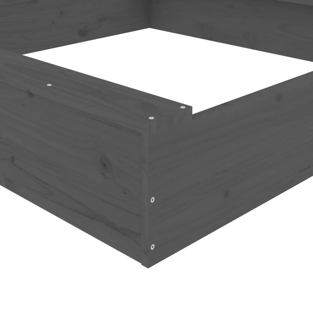 Bac à sable - Maison de jeu pour enfants avec sièges gris carré bois de pin massif-JU12116 - Image 7