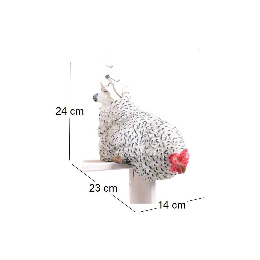 Farmwood Animals - Poule avec queue en métal assise sur le bord 23 x 14 x 24 cm - Imagen 3