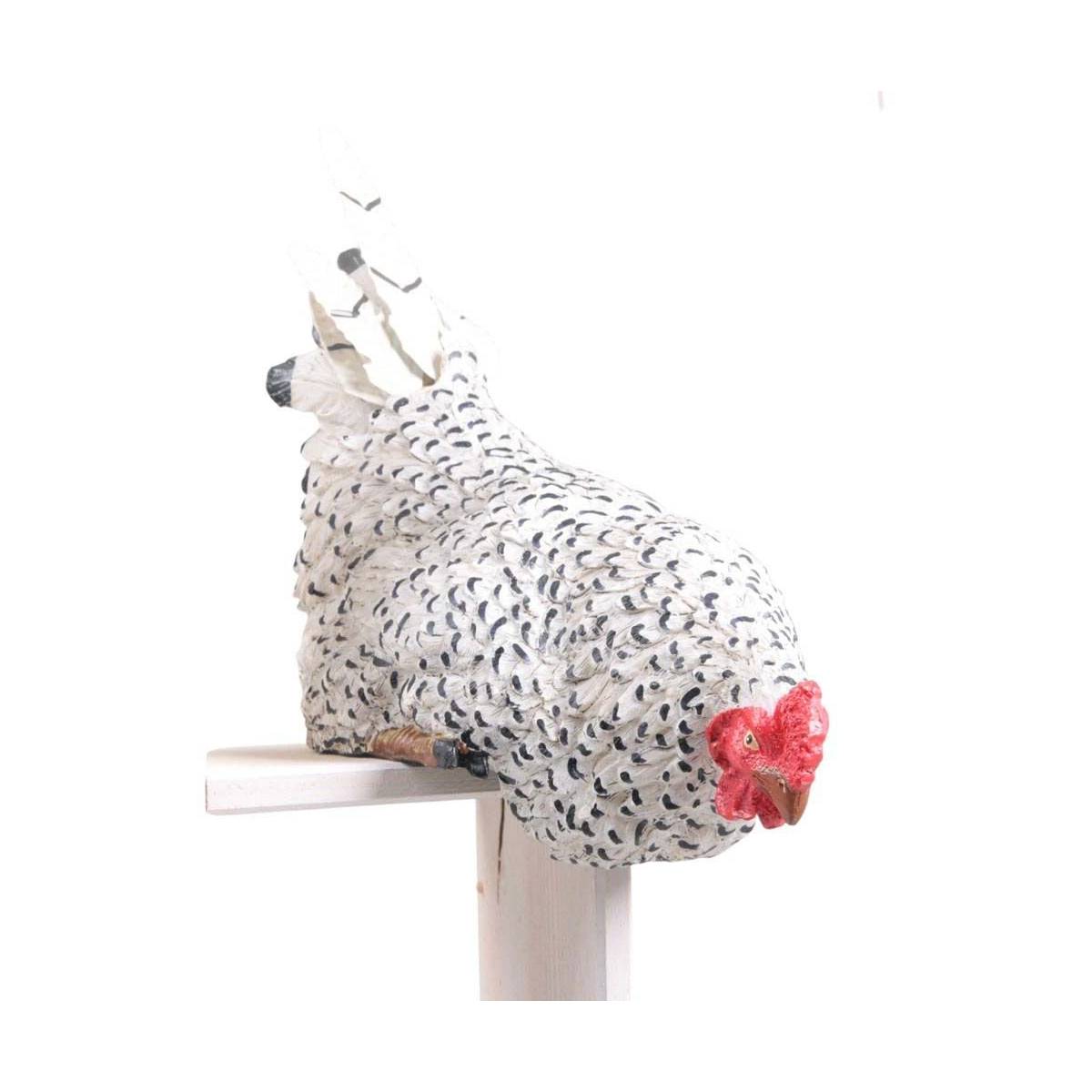 Farmwood Animals - Poule avec queue en métal assise sur le bord 23 x 14 x 24 cm - Imagen 1