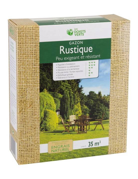 Gazon Rustique Enrichi 1kg (environ 35m2) - Les Doigts Verts