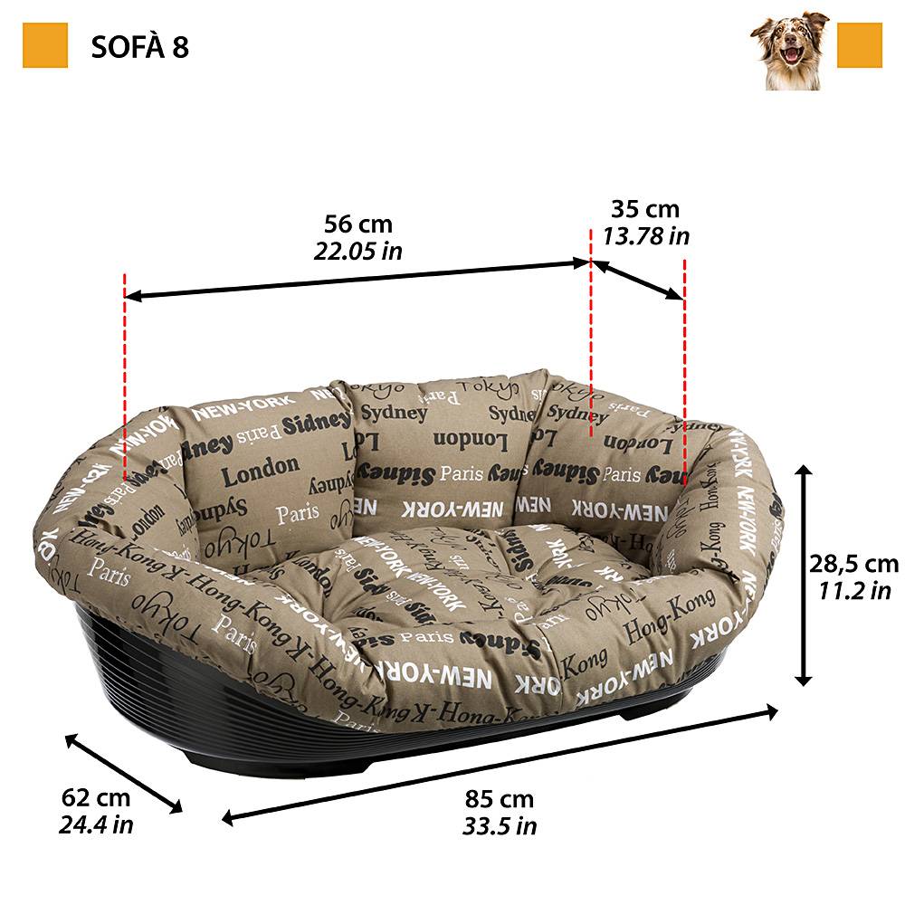 Ferplast - Ferplast Panier Chien avec Coussin SOFA' 8 en Coton Lavable, Lit pour Chien en Plastique Rembourré, Corbeille en Plastique et Coussin pour Chien, Fond - Image 2