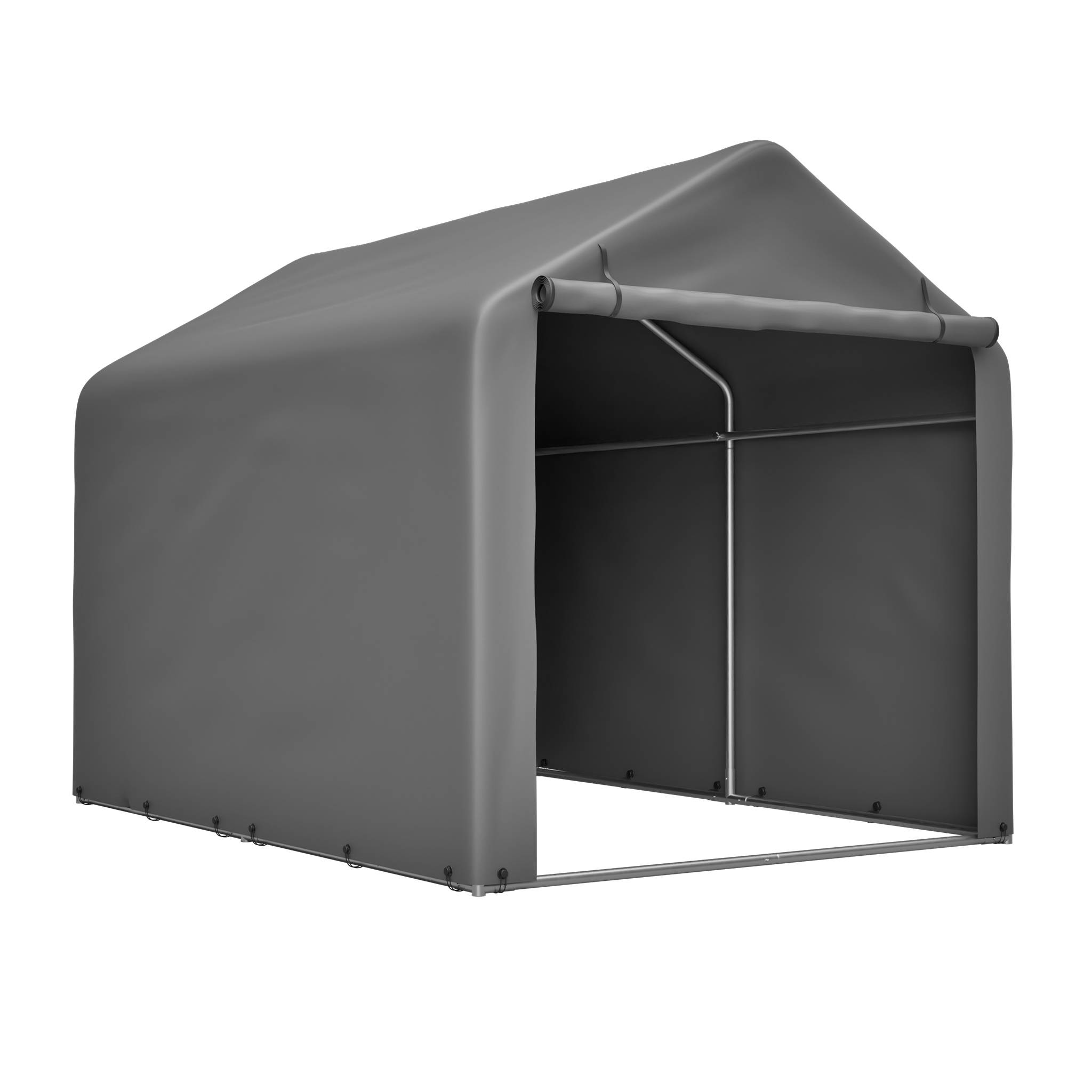 Abri à Vélos 160 x 220 x 165 cm avec Porte Sectionnelle, Abri Extérieur Étanche en PE Résistant aux Intempéries, Gris - Image 6