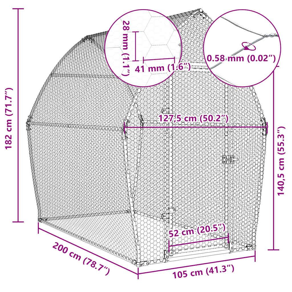 Vidaxl - Cage pour poules argenté 200x105x182 cm acier galvanisé vidaXL 172555 - Image 3