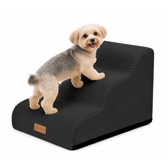 Vounot - Escalier pour chien et chat en mousse haute densite et housse lavable 57x40x40cm noir - Image 1