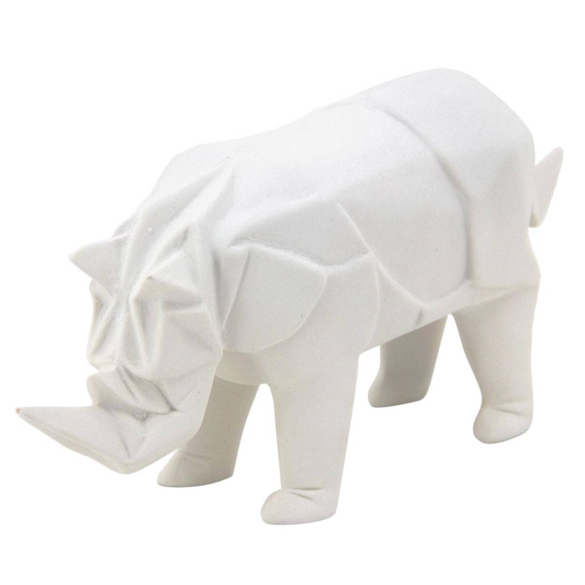 Aubry Gaspard - Rhinocéros déco en résine blanche origami - Imagen 1