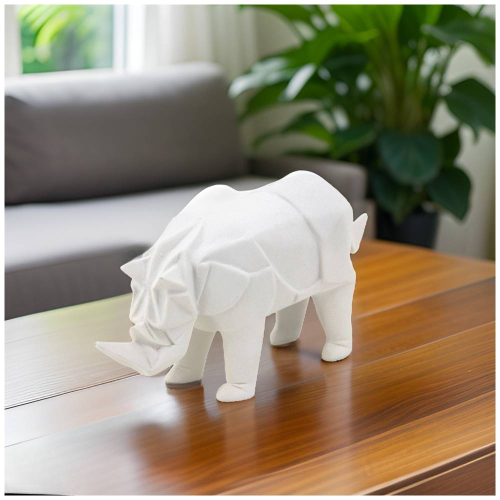 Aubry Gaspard - Rhinocéros déco en résine blanche origami - Imagen 2