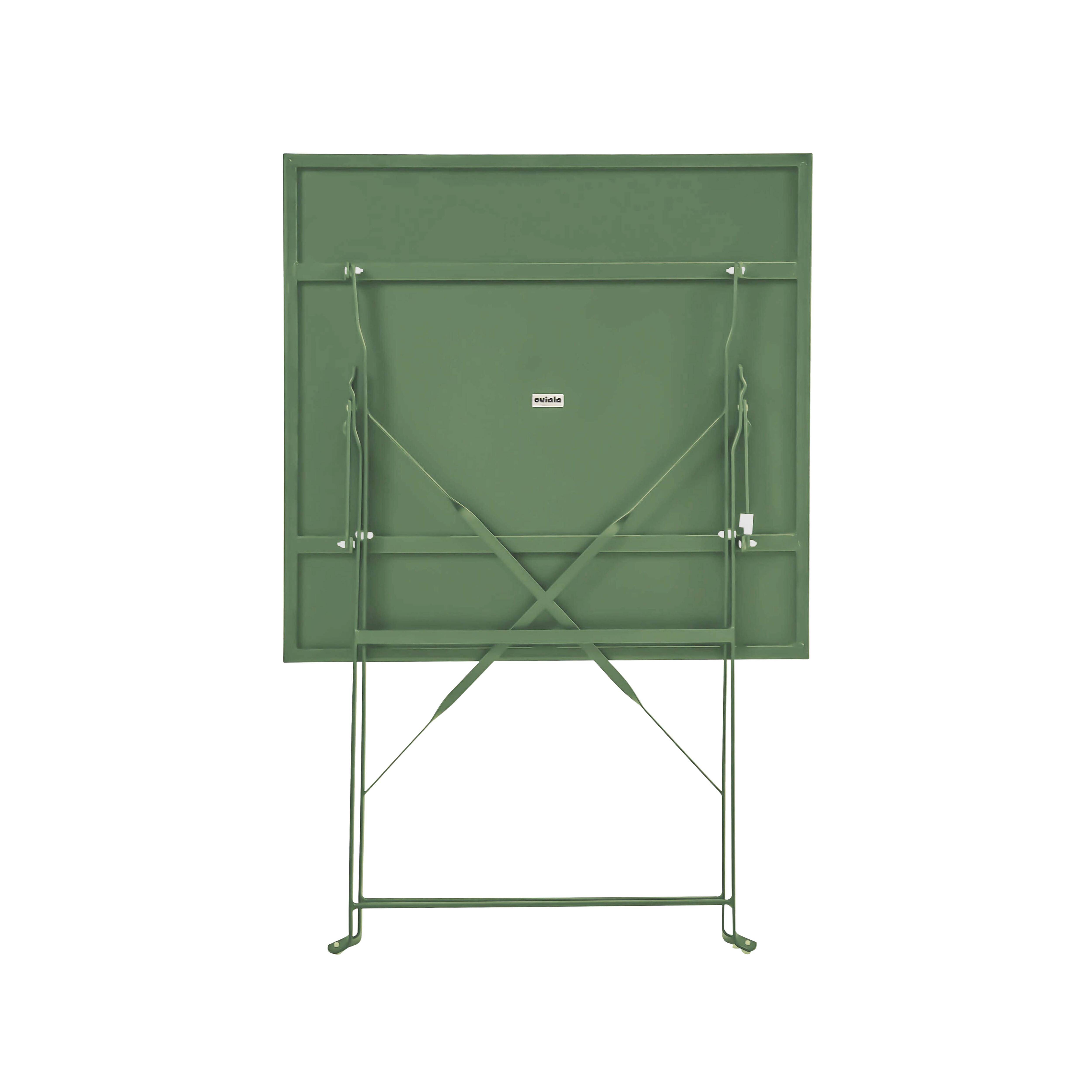 Oviala - Table de jardin et 2 chaises acier 60 cm vert cactus Rome - Oviala - Imagen 5