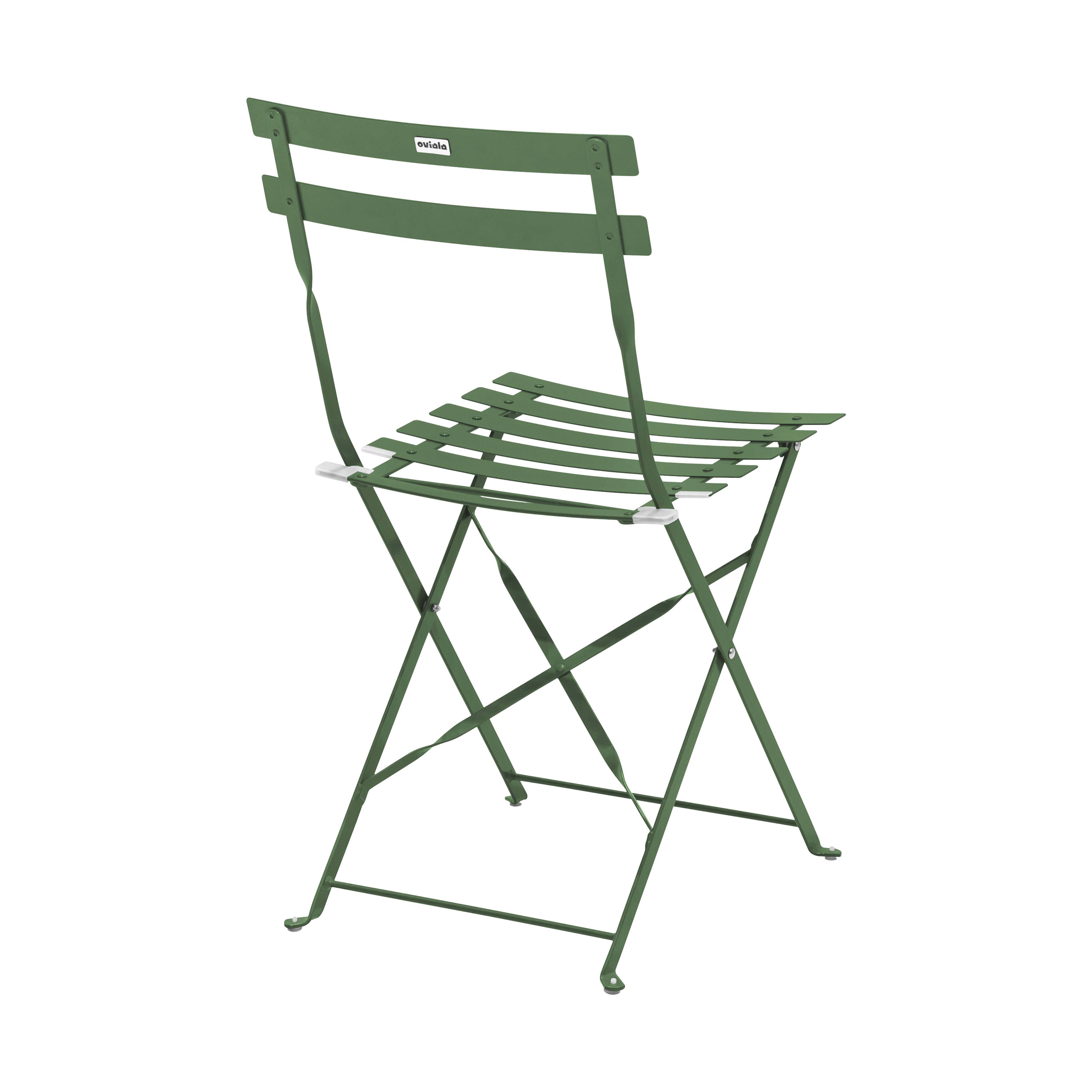 Oviala - Table de jardin et 2 chaises acier 60 cm vert cactus Rome - Oviala - Imagen 6