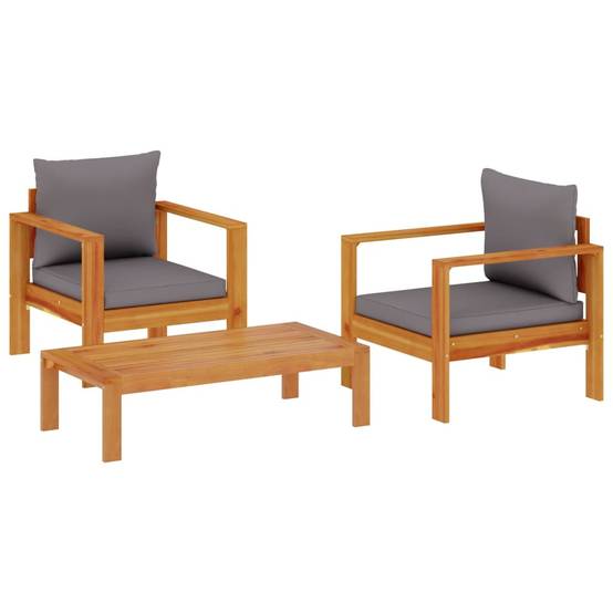 Vidaxl - Salon de jardin avec coussins 3 pcs bois massif d'acacia vidaXL 3214846 - Image 2