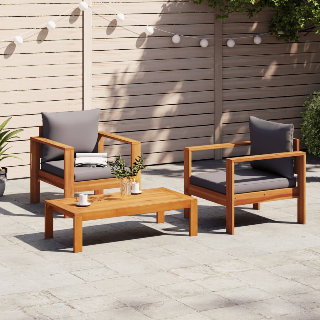 Vidaxl - Salon de jardin avec coussins 3 pcs bois massif d'acacia vidaXL 3214846 - Image 1