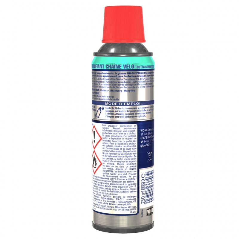 Lubrifiant Chaîne Vélo toutes conditions 250ml WD-40 SPECIALIST - Image 2