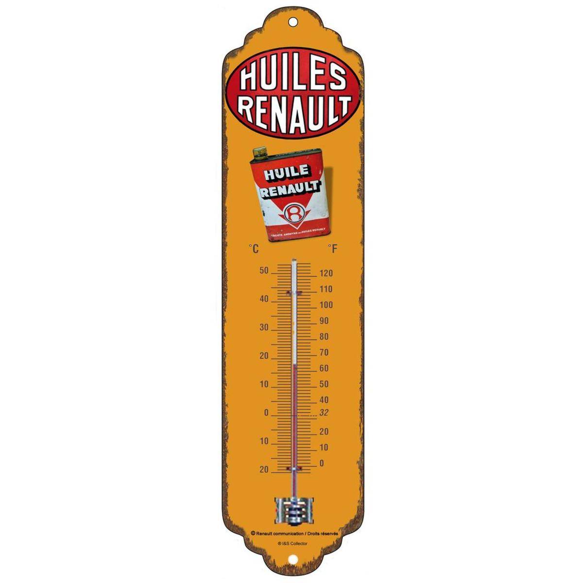 Thermomètre en métal Pub 28 x 6.5 cm Huiles Renault Les Collections Rétro - Imagen 1