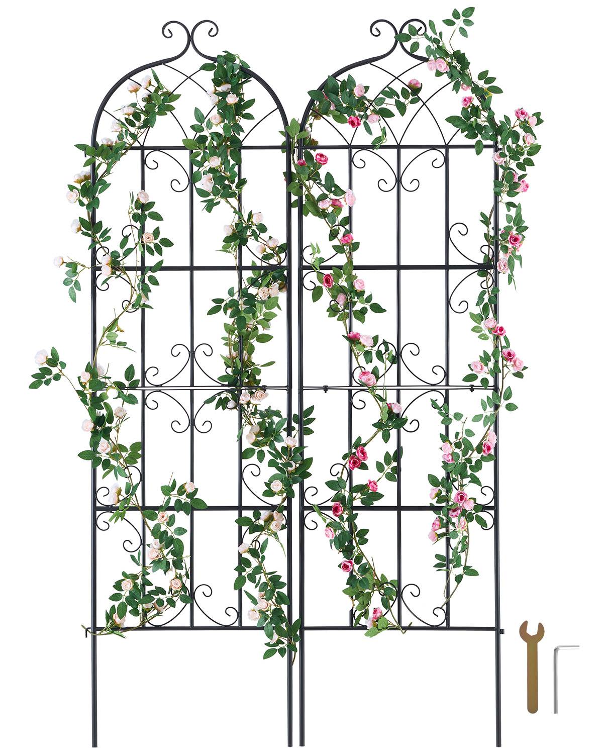 VEVOR Treillis jardin plantes grimpantes, 51x180 cm, métal antirouille. 2 pièces, pour rosiers, concombres. - Image 1