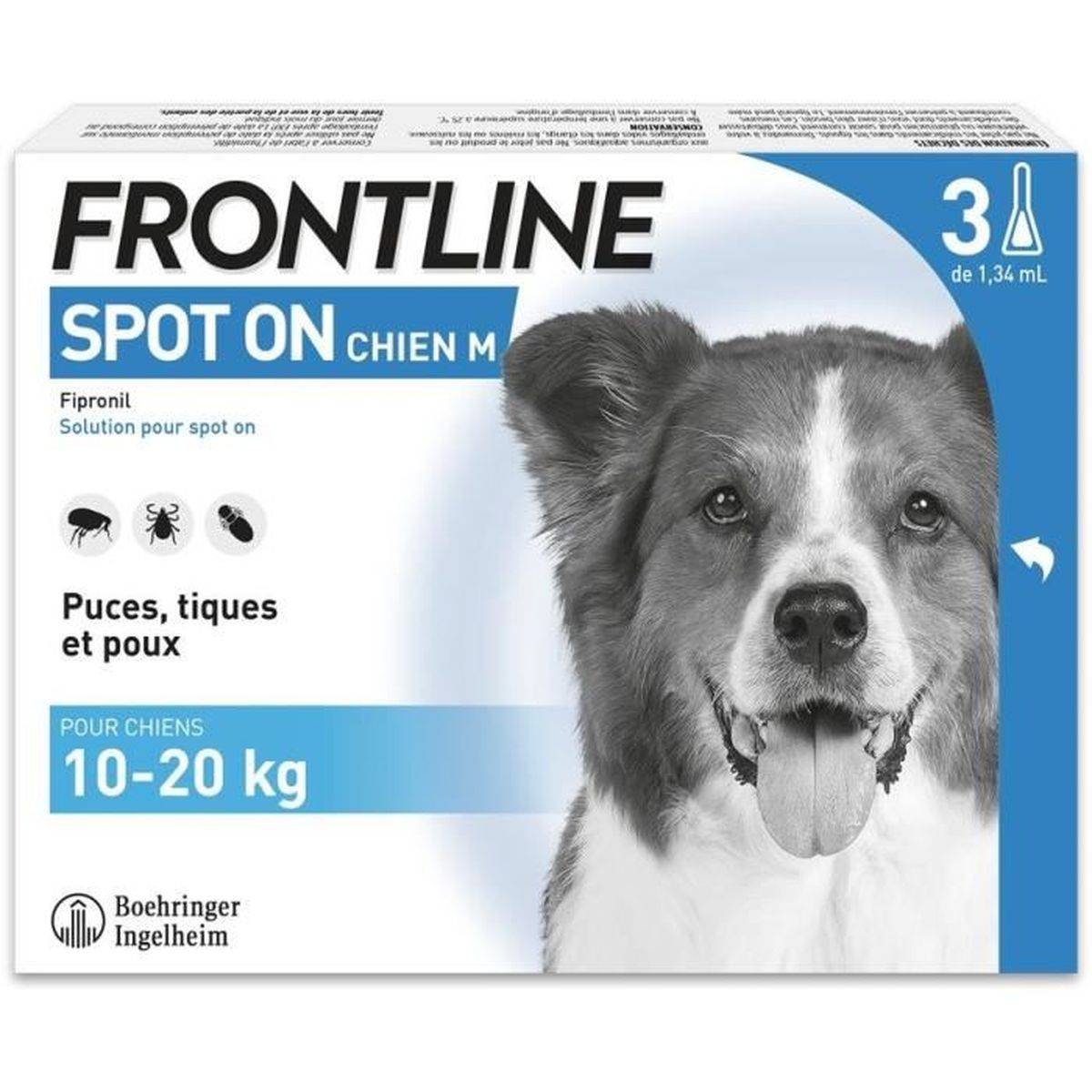 Frontline - Pipetas antiparasitarias perro 10-20 kg, protección pulgas 8 semanas, garrapatas 4 semanas - FRONTLINE - Imagen 1