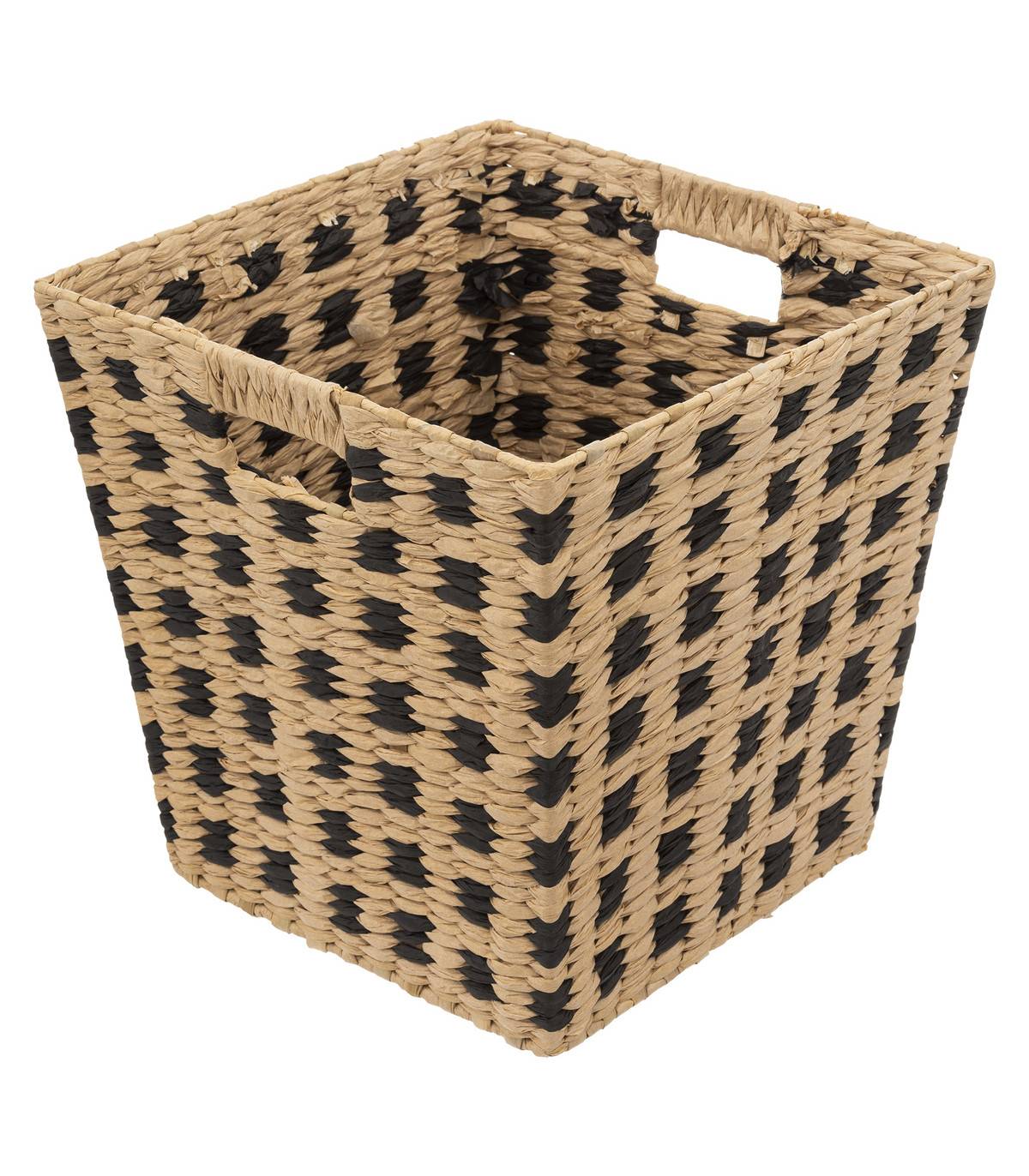 Panier de rangement tressé naturel et noir 31 x 31 cm - Imagen 1