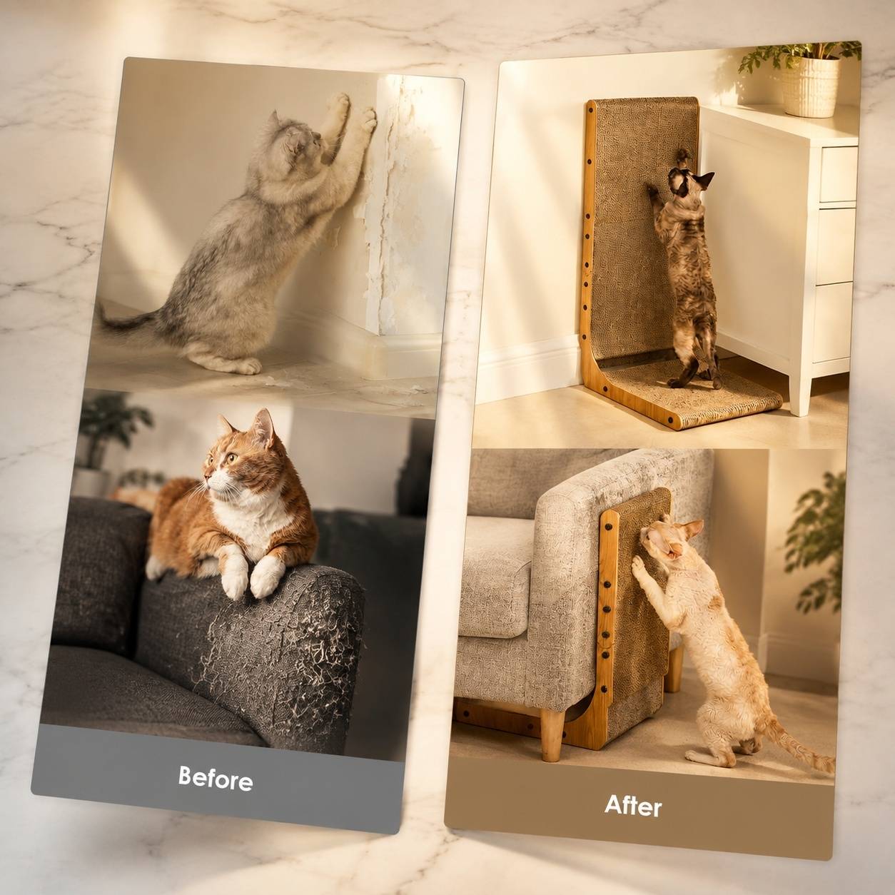 Grattoir Chat L Vertical Mousse Carton Durable Avec Jouet Balle Pour Intérieur - Image 6