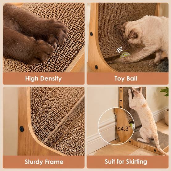 Grattoir Chat L Vertical Mousse Carton Durable Avec Jouet Balle Pour Intérieur - Image 5