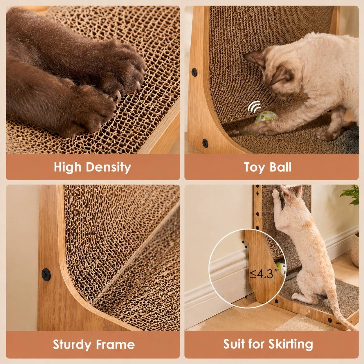 Grattoir Chat L Vertical Mousse Carton Durable Avec Jouet Balle Pour Intérieur - Image 5