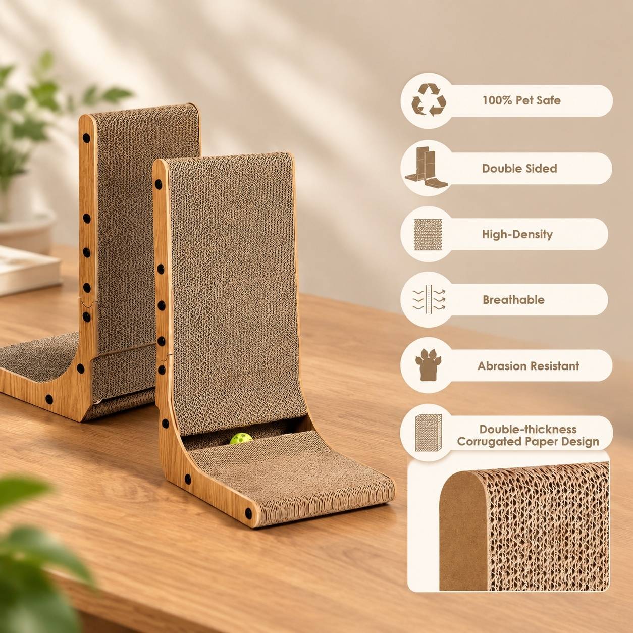 Grattoir Chat L Vertical Mousse Carton Durable Avec Jouet Balle Pour Intérieur - Image 3