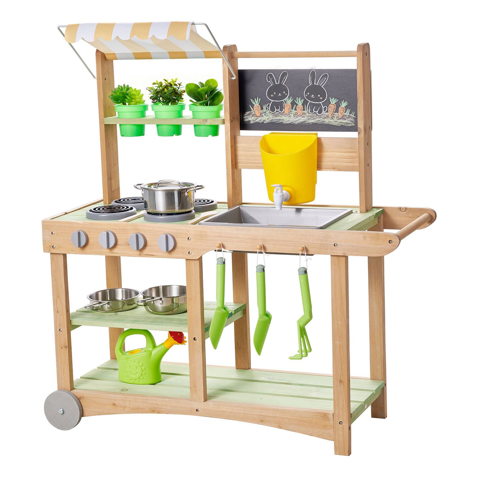 Vevor - VEVOR Cuisine à boue 88 cm en sapin, cuisine patouille extérieure pour enfants 3+, avec évier amovible, robinet, roues pivotantes et accessoires - Image 1