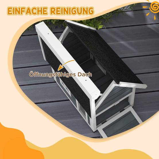 Niche pour chat bois de sapin gris blanc noir 77 x 57.5 x 68 cm - PANGIVO - Image 7