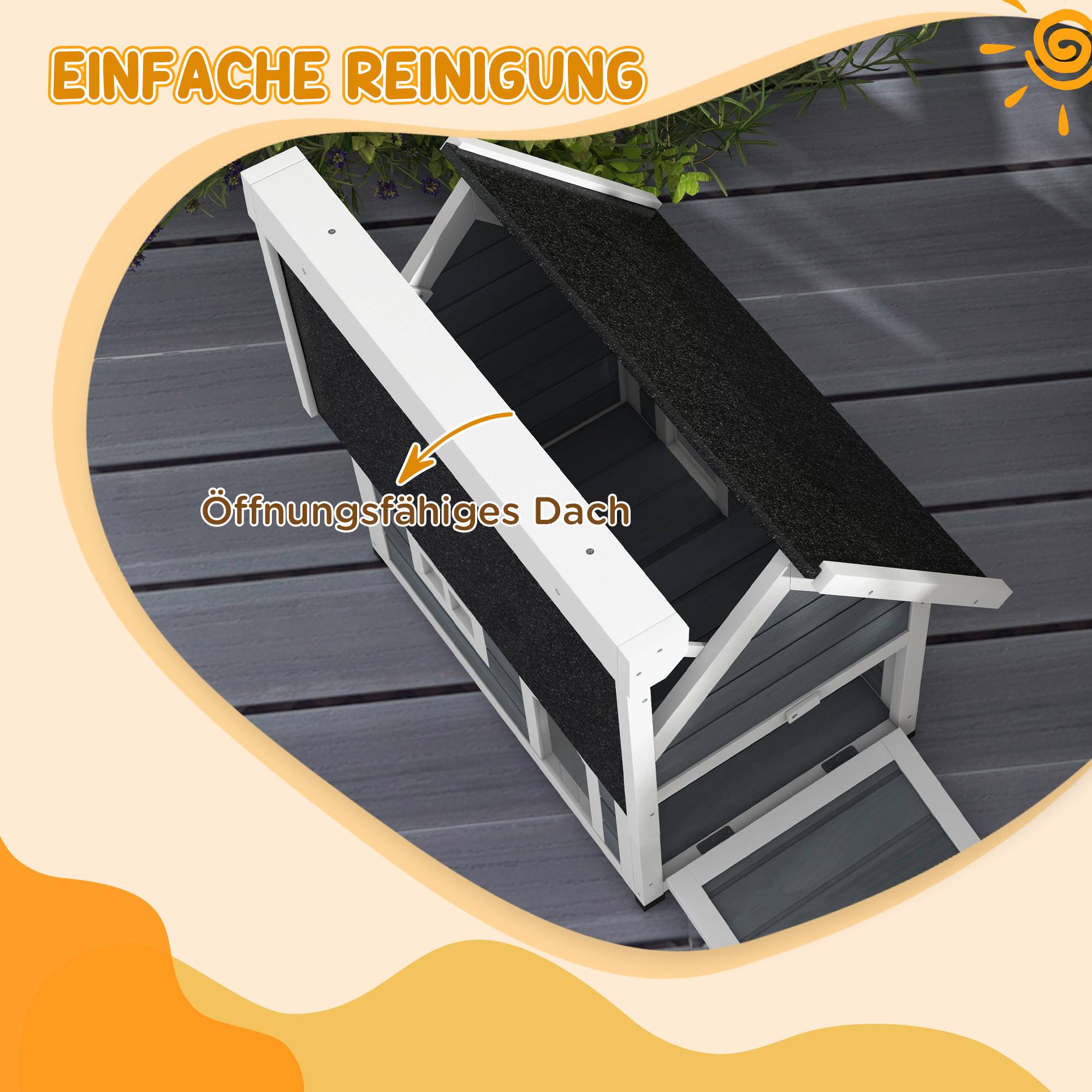 Niche pour chat bois de sapin gris blanc noir 77 x 57.5 x 68 cm - PANGIVO - Image 7