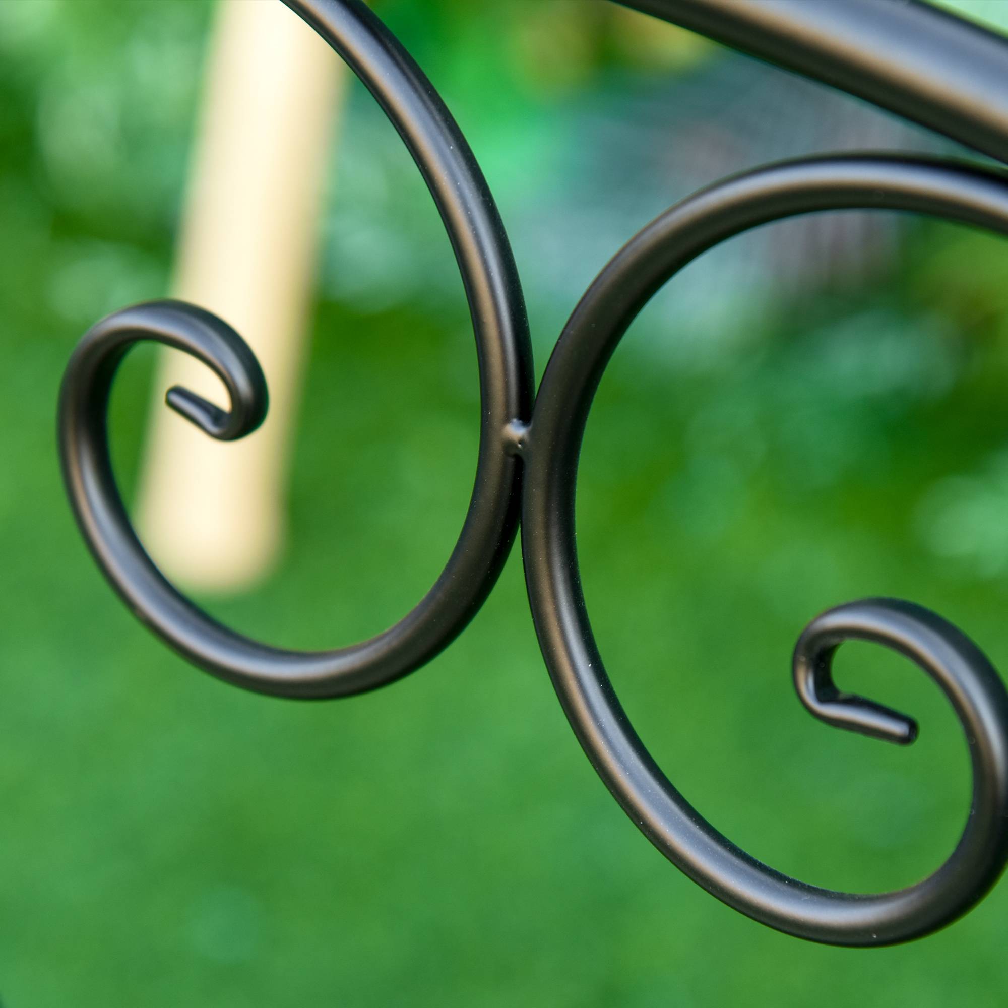 Sans Marque - Banc de Jardin 2 Places Style néo-rétro Fer forgé Lignes fuselées métal Noir doré Effet Vieilli - Image 8
