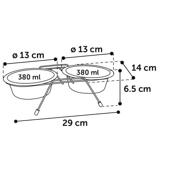 Ecuelle duo ø 13 cm 380 ml avec support Arjun S pour chien - Image 5