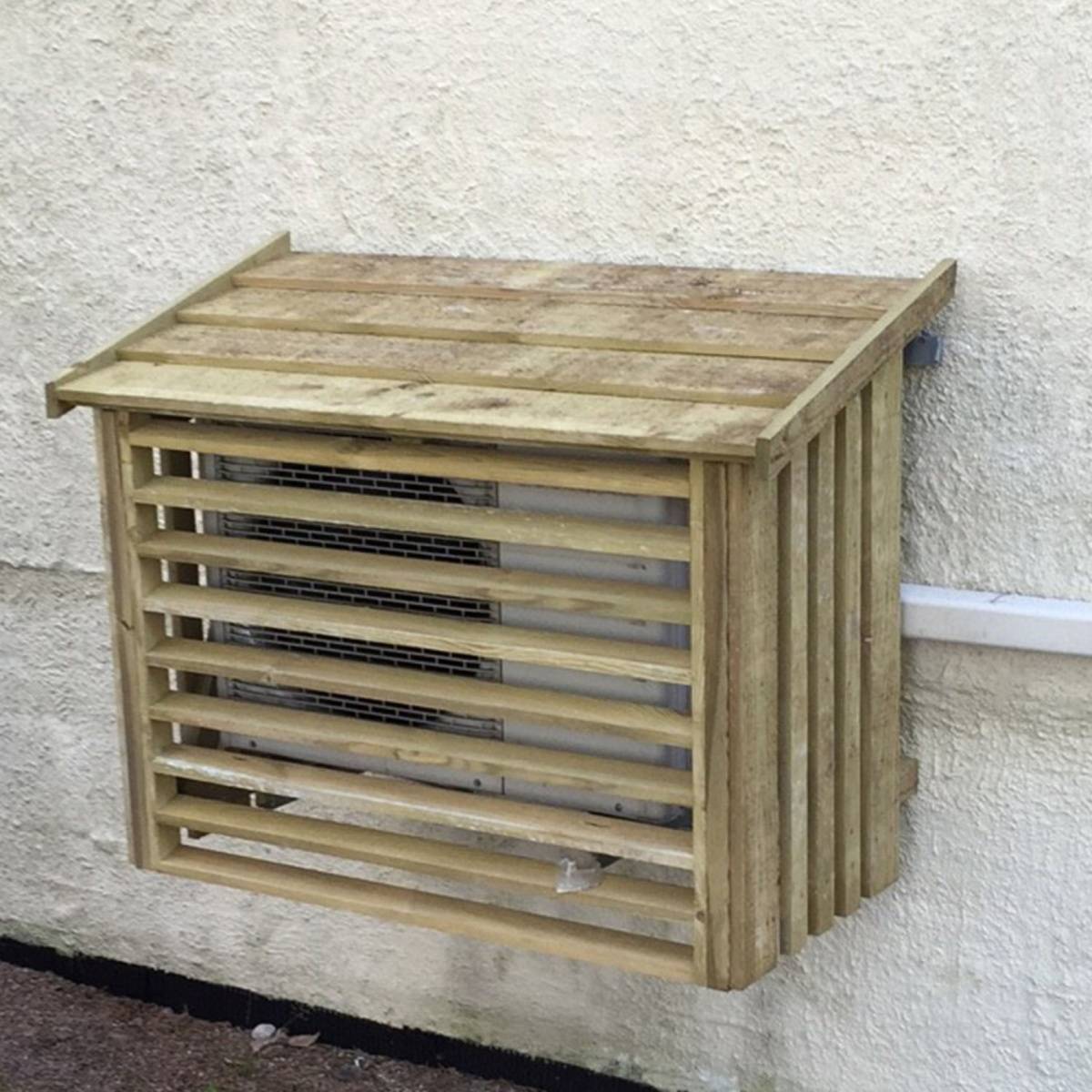 Cache climatisation 116x56x78cm - bois autoclave - Naturel - Imagen 3