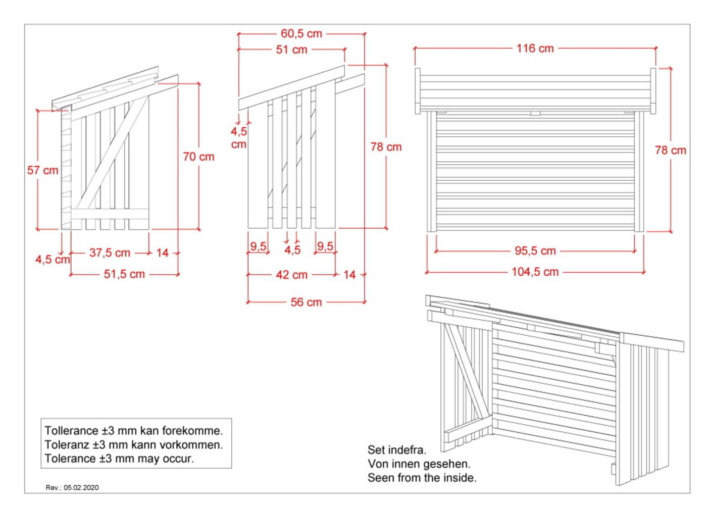 Cache climatisation 116x56x78cm - bois autoclave - Naturel - Imagen 4