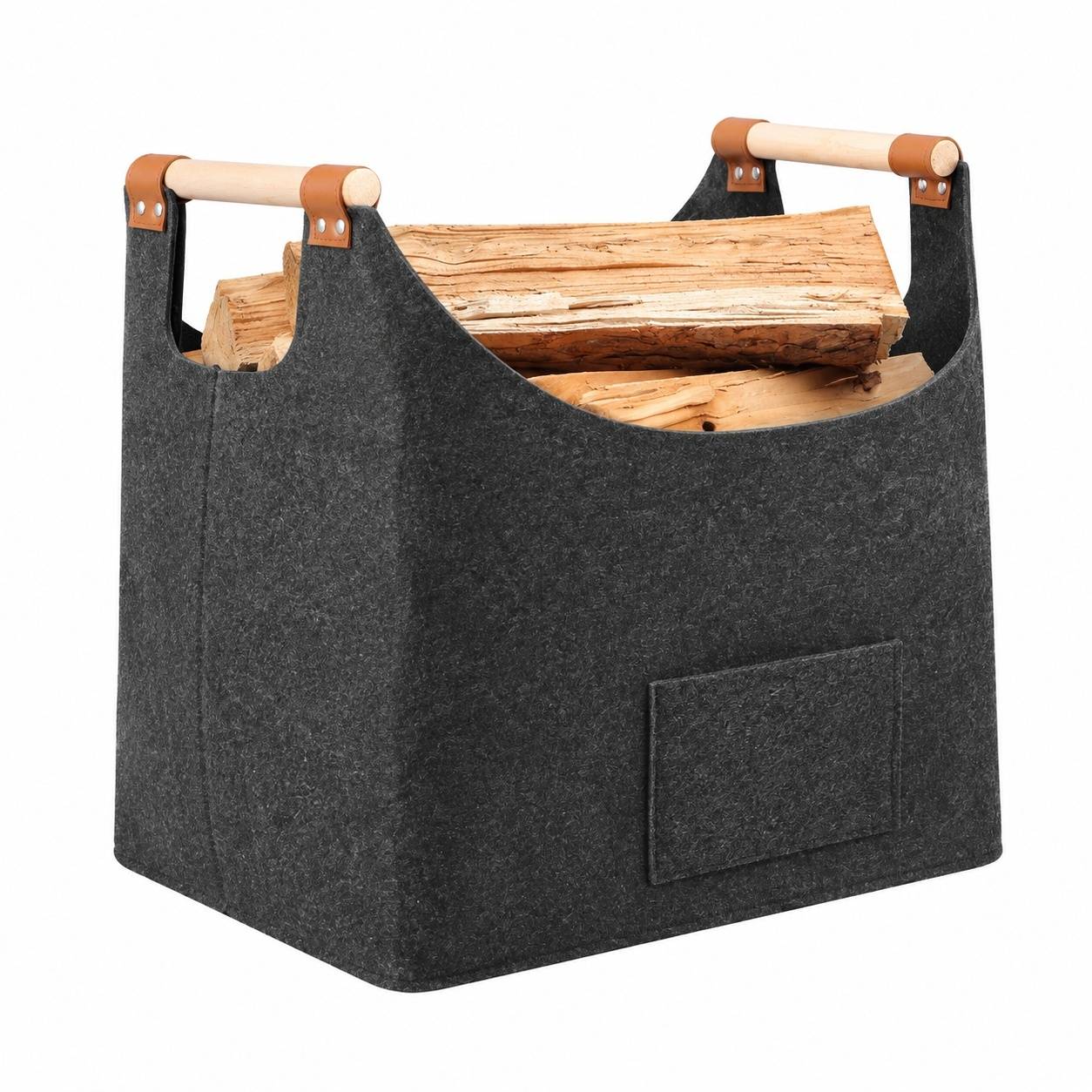 Panier à Bois Pliable en Feutre avec Poignée Renforcée 70L - Image 1