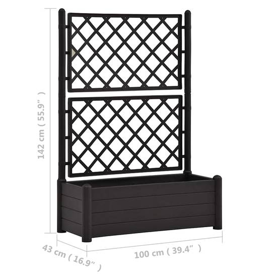 Vidaxl - Jardinière avec treillis 100x43x142 cm PP Anthracite vidaXL 313985 - Image 3