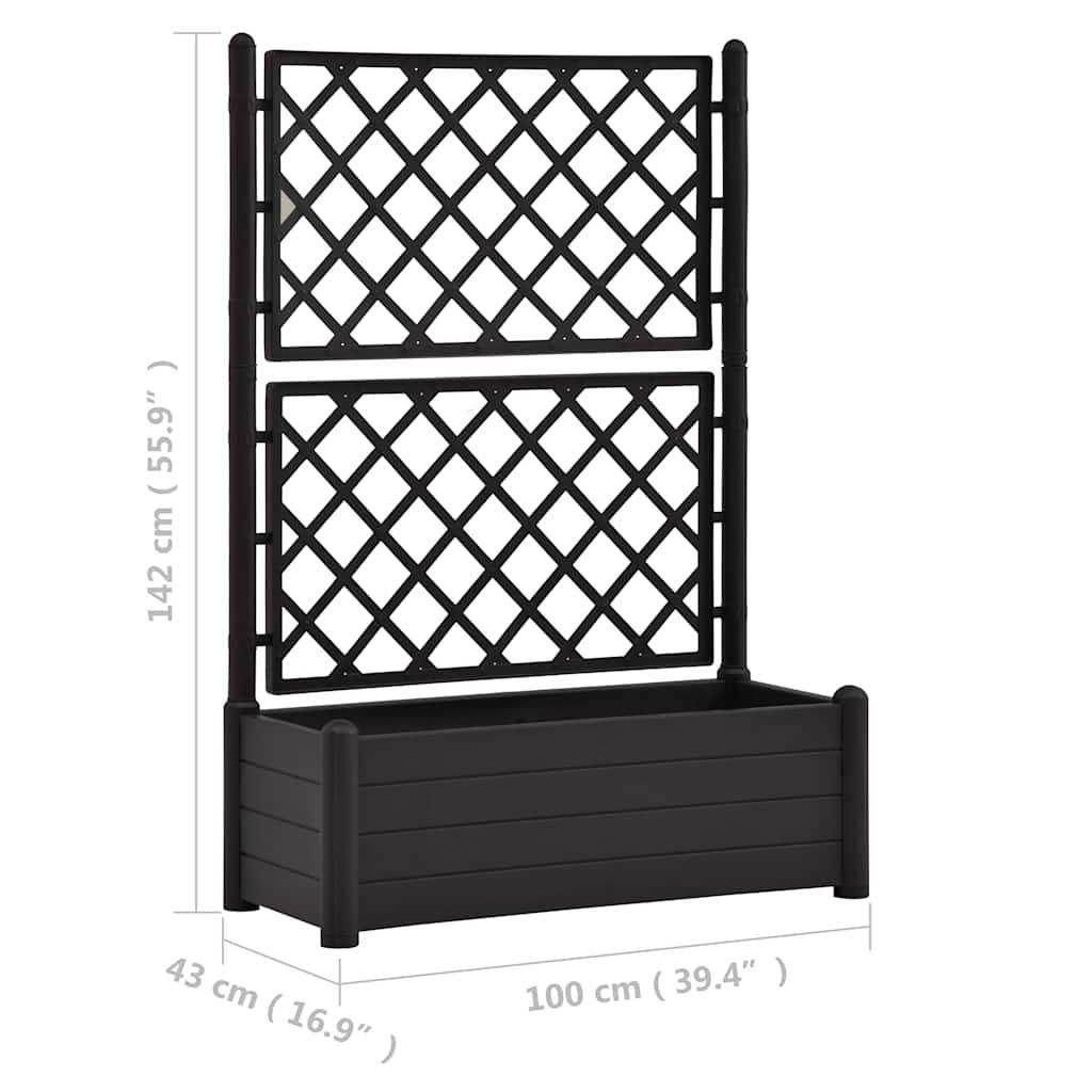 Vidaxl - Jardinière avec treillis 100x43x142 cm PP Anthracite vidaXL 313985 - Image 3