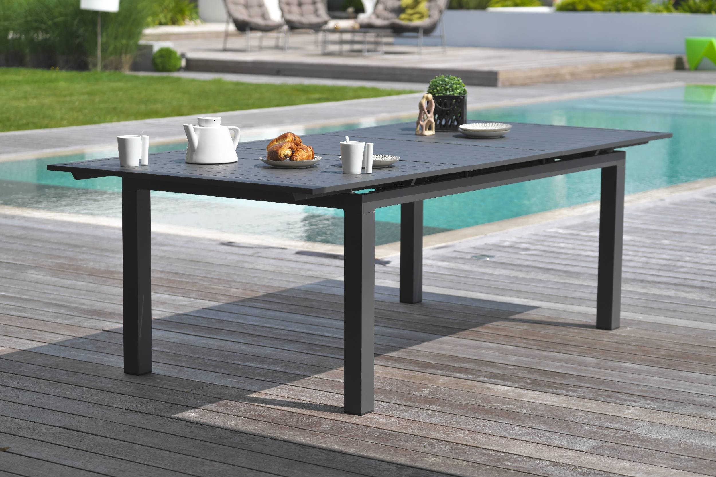 Dcb Garden - Table de jardin 10 places en aluminium - Gris anthracite - ALU-MIAMI - Image 4