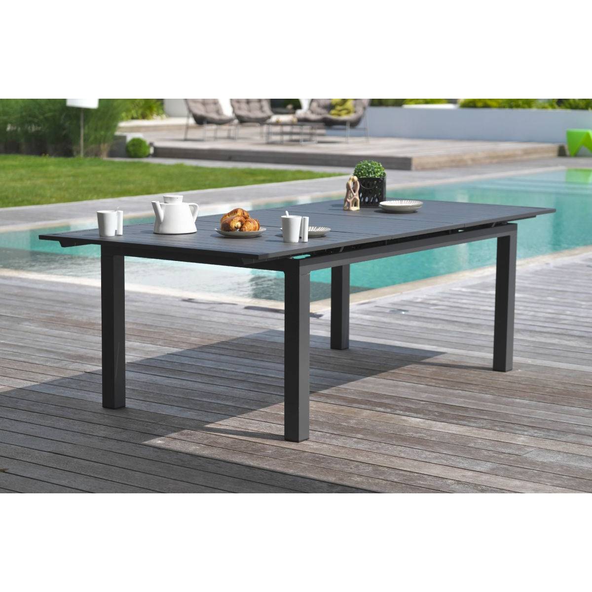 Dcb Garden - Table de jardin 10 places en aluminium - Gris anthracite - ALU-MIAMI - Image 6