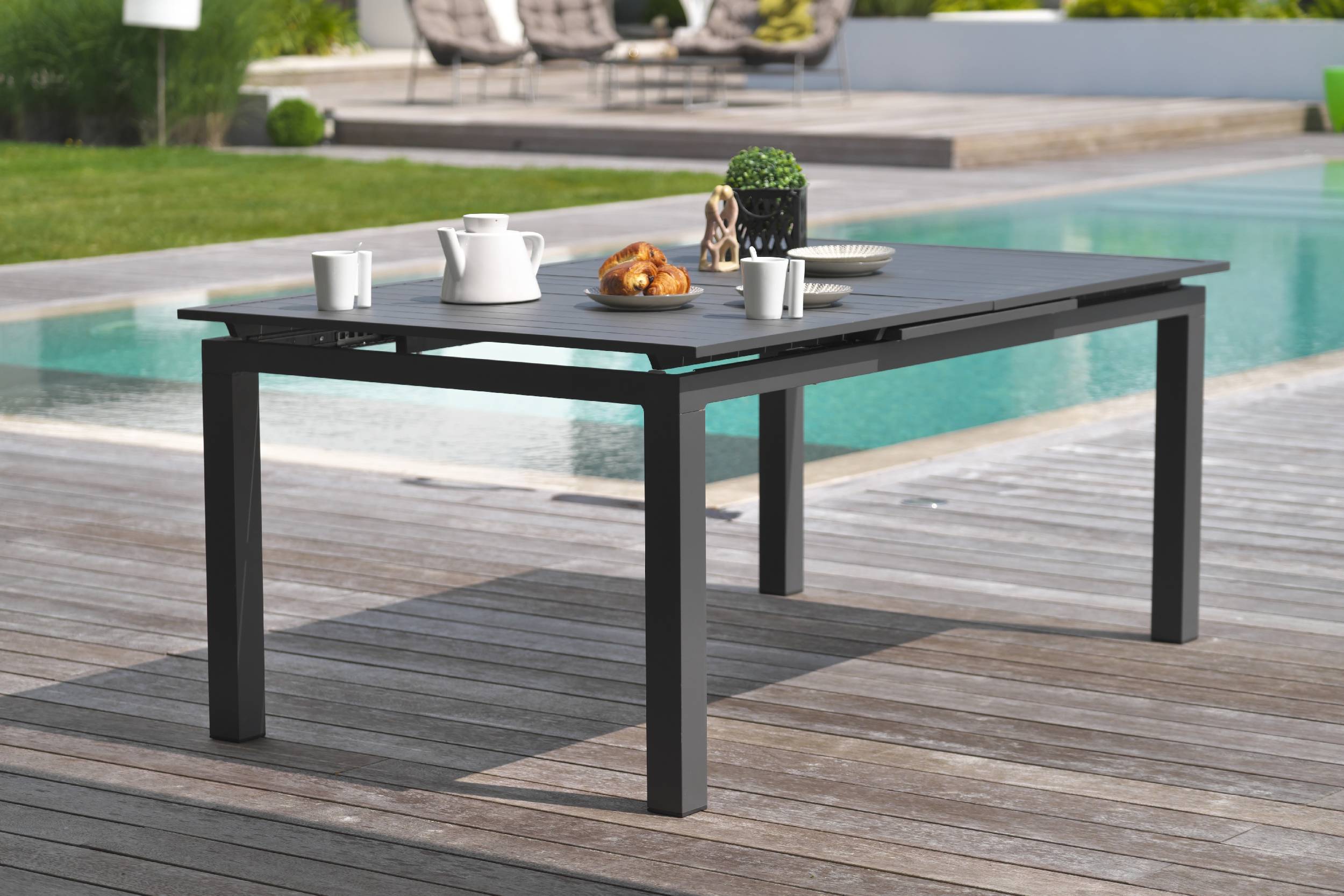 Dcb Garden - Table de jardin 10 places en aluminium - Gris anthracite - ALU-MIAMI - Image 1