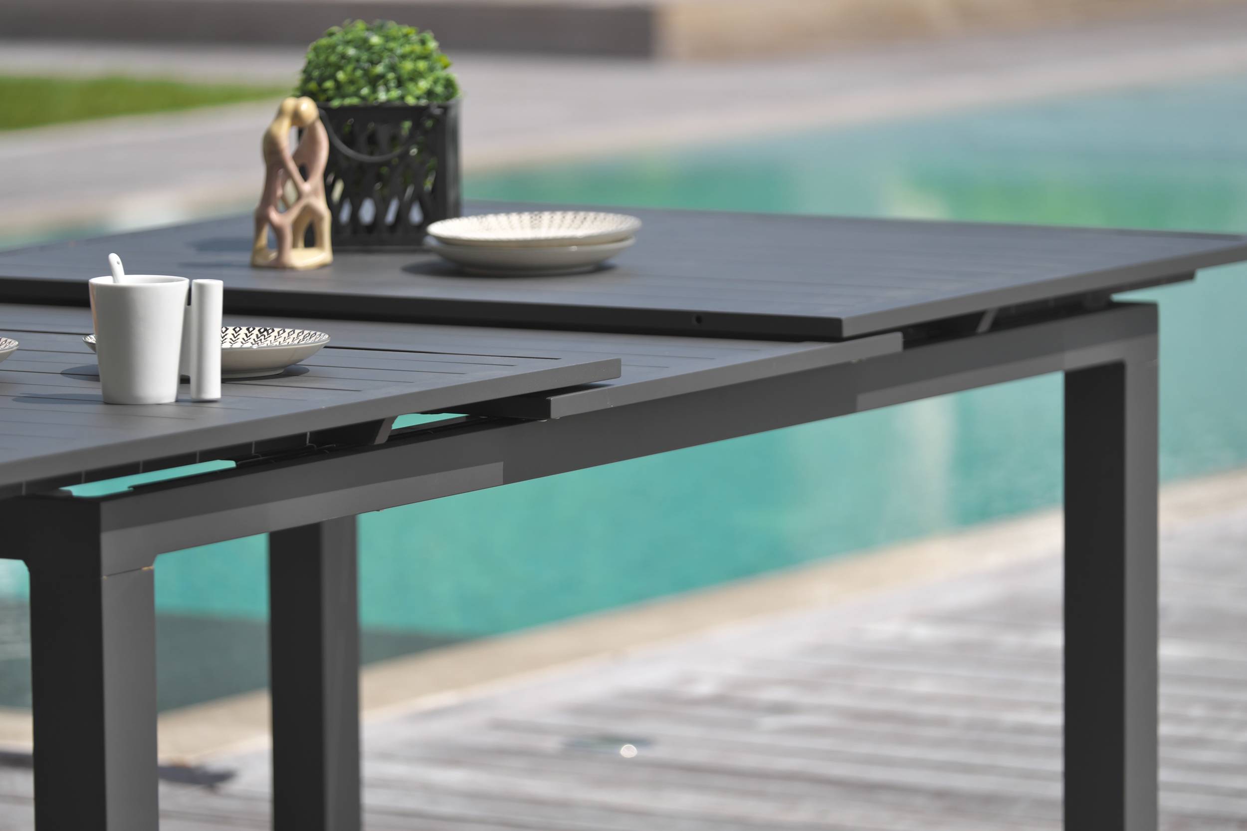 Dcb Garden - Table de jardin 10 places en aluminium - Gris anthracite - ALU-MIAMI - Image 2